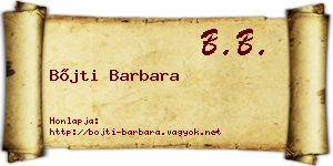 Bőjti Barbara névjegykártya